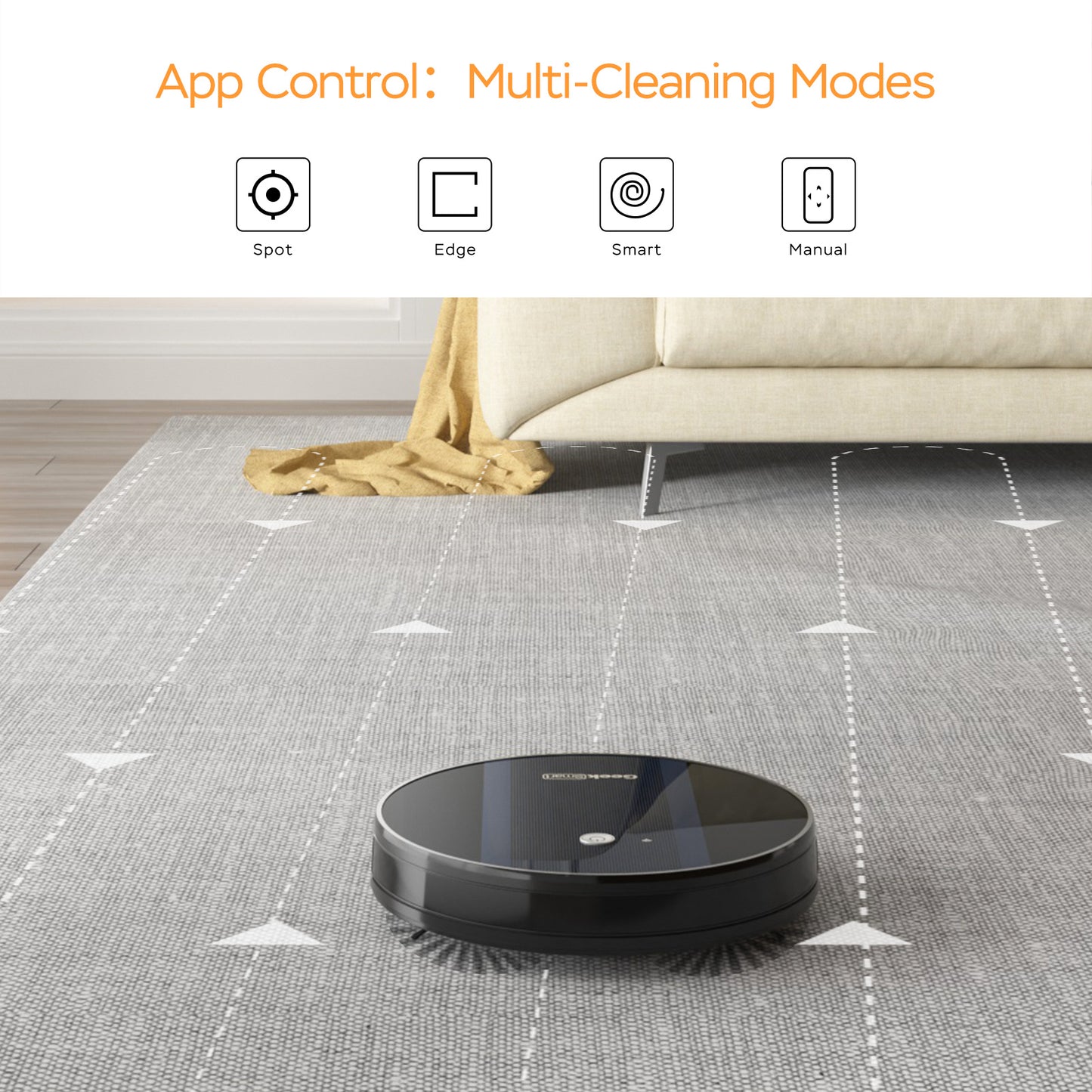 Geek Smart Robot Vacuum Cleaner G6 Plus, Ultra-Thin, 1800Pa Suction, Auto Self-Charging